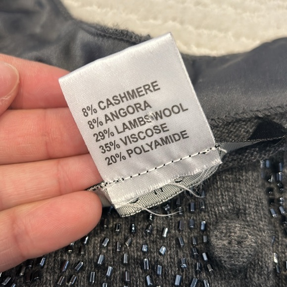 Nougat London cashmere angora wool blend beaded button down cardigan sweater S - Picture 8 of 8